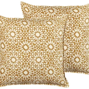 Set 2 De algodão Cushions Geometric Pattern 45 x 45 cm Beige CEIBA