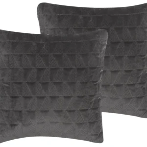 Set 2 Algodão puro Embossed Cushion 45 x 45 cm Grey LALAM