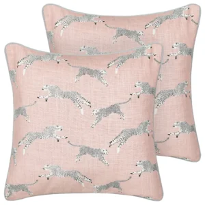 Set 2 Cotton Cushions Cheetah Motif 45 x 45 cm Chiclete ARALES