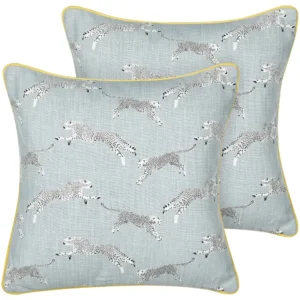 Set 2 Cotton Cushions Cheetah Motif 45 x 45 cm Grey ARALES