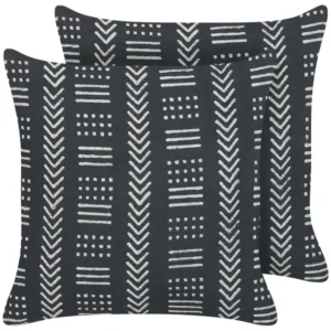 Set 2 Cotton Cushions Geometric Pattern 45 x 45 cm Black and Alvo BENZOIN