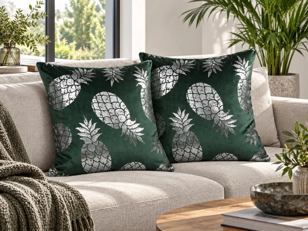 Set 2 Cushions Pineapple Print 45 x 45 cm Musgo ASTILBE