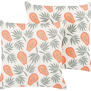 Set 2 Decorative Cushions Papaya Motif 45 x 45 cm Multicolour AVENS