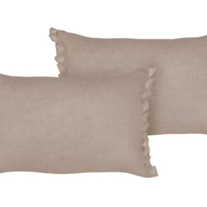 Set 2 Linen Cushions 30 x 45 cm Light Chocolate SASSAFRAS