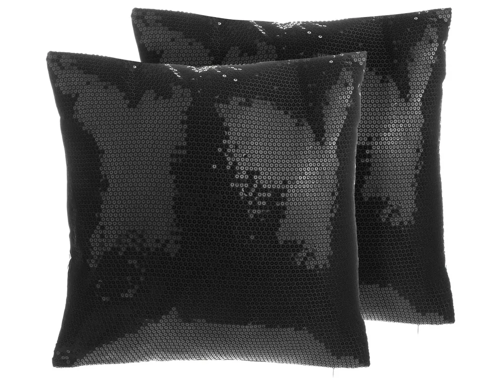 Set 2 Sequin Cushions 45 x 45 cm Ébano ASTER