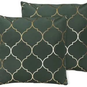 Set 2 Veludo Cushions Moroccan Pattern 45 x 45 cm Dark Green ALYSSUM