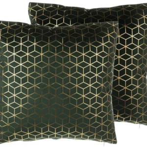 Set 2 Velvet Cushions Geometric Pattern 45 x 45 cm Green CELOSIA