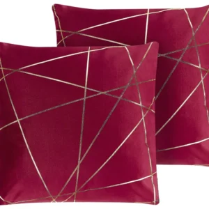 Set 2 Velvet Cushions Geometric Pattern 45 x 45 cm Vinho PINUS