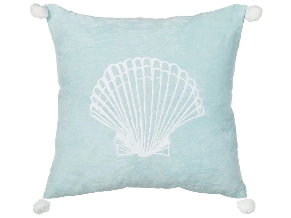 Set 2 Velvet Cushions Seashell Motif 45 x 45 cm Blue LEATHESIA