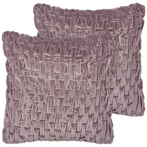 Set 2 Velvet Pleated Cushions 45 x 45 cm Violet CHIRITA
