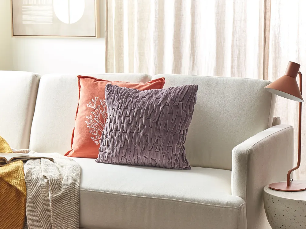 Set 2 Velvet Pleated Cushions 45 x 45 cm Violet CHIRITA