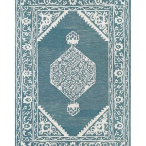 Wool Area Rug 140 x 200 cm White and Azul GEVAS