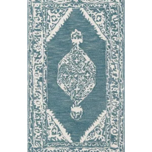 Wool Area Rug 80 x 150 cm White and Blue GEVAS