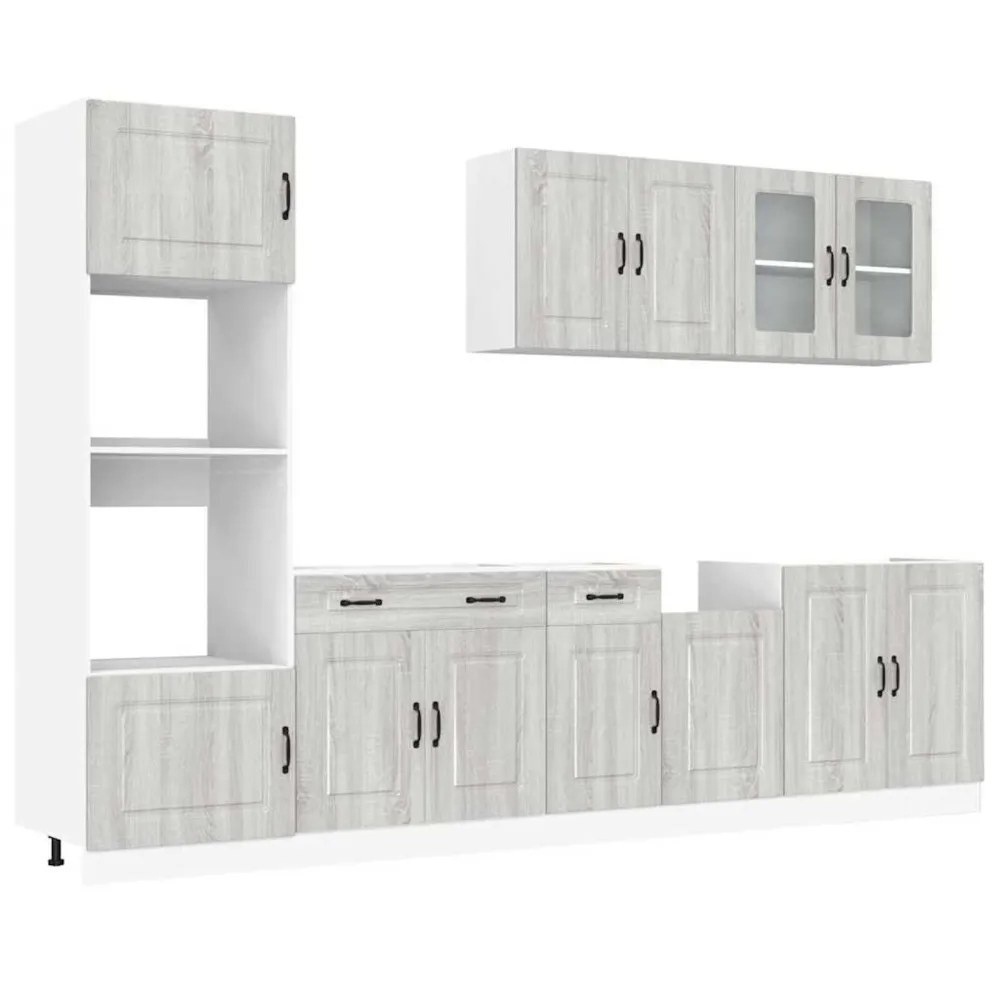 7 peças armário de cozinha conjunto Kalmar cinza sonoma