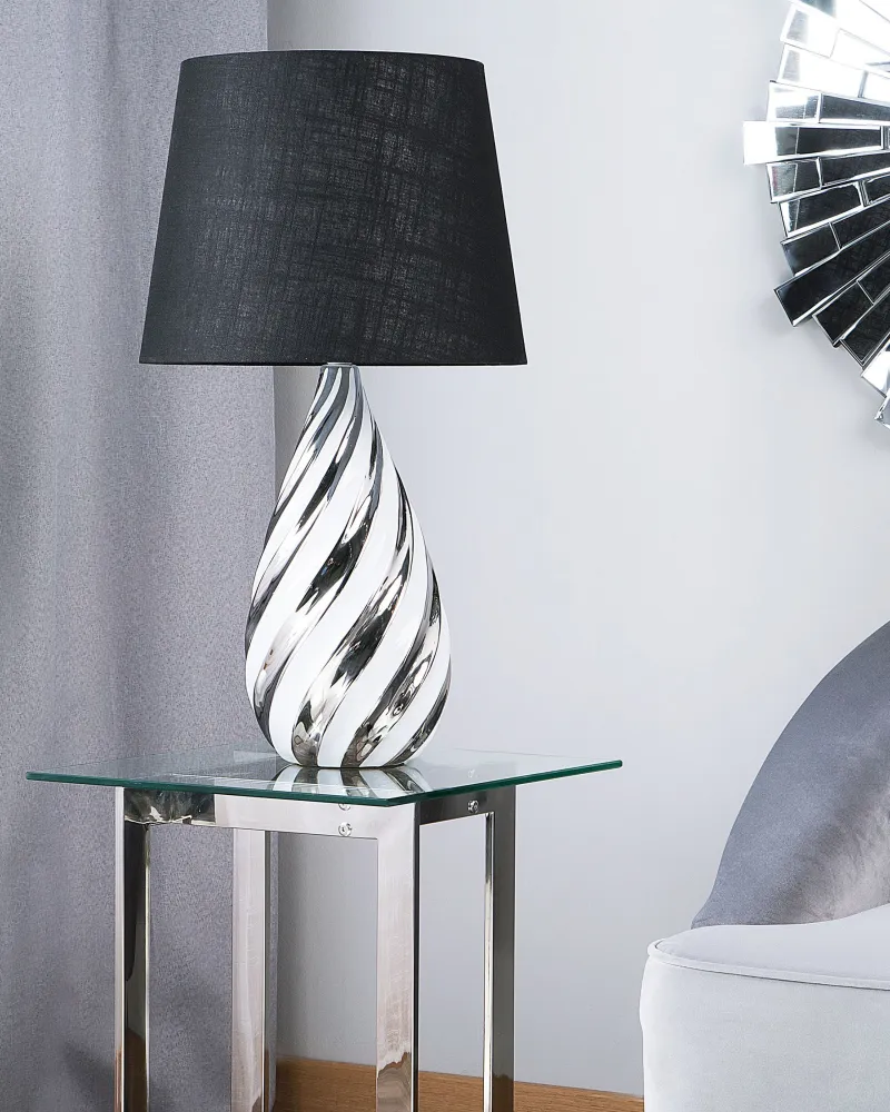 Candeeiro de mesa 65 cm preto e prateado VISELA | Envio Rápido