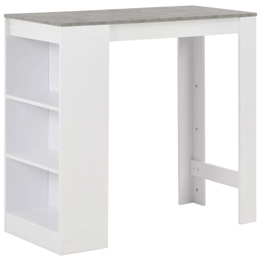 Mesa de bar com prateleira branco 110x50x103 cm com Moldura de Madeira Maciç