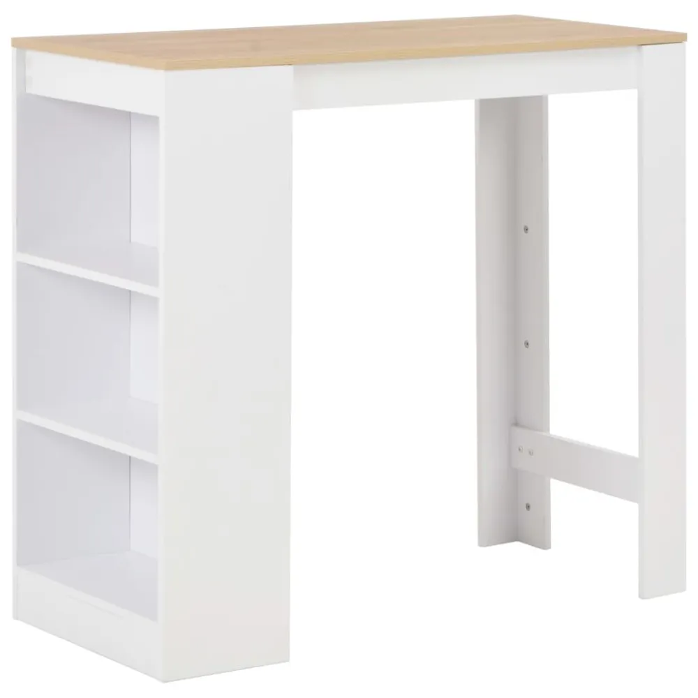 Relógio Decorativo Moderno Mesa de bar com prateleira branco 110x50x103 cm