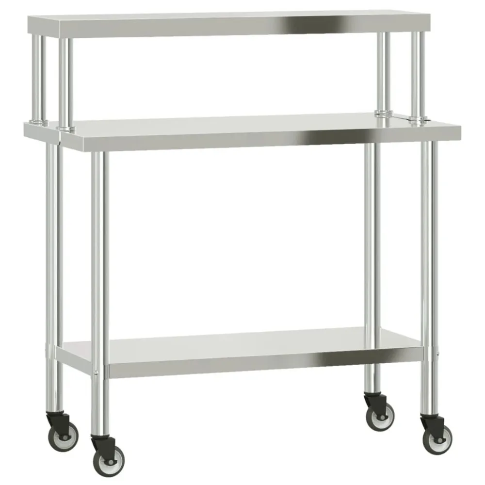 Relógio de Pêndulo Mesa trabalho cozinha com prateleira 110x55x120cm ço inoxidável
