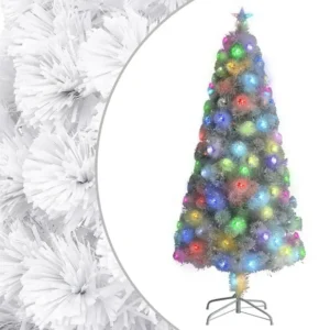 Árvore de Natal artificial com LEDs 150 cm fibra ótica branco Sem Necessidade de Manutenção
