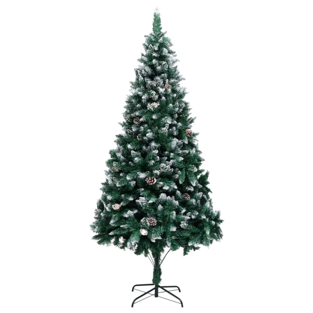 Árvore de Natal artificial com pinhas e neve branca 240 cm | Resistente à Umidade