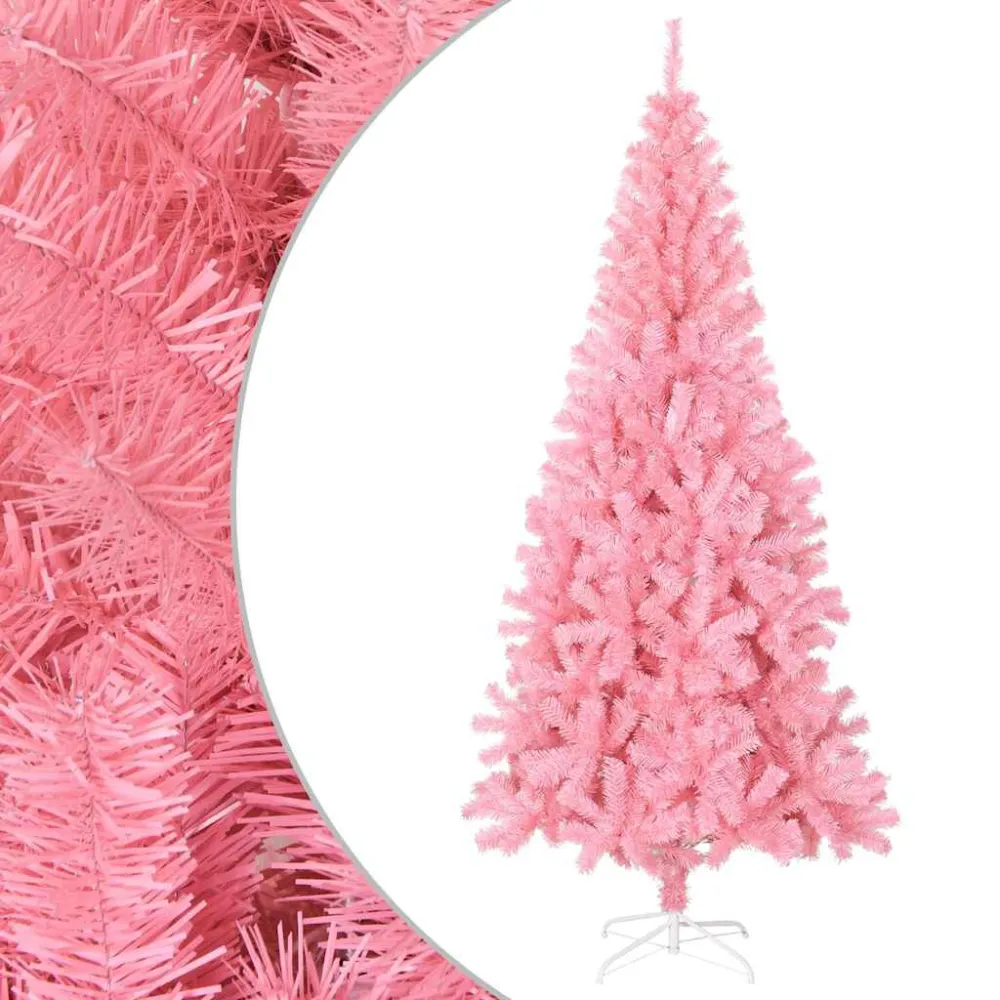 Árvore de Natal artificial com suporte 210 cm PVC rosa Fácil de Limpar com Pano