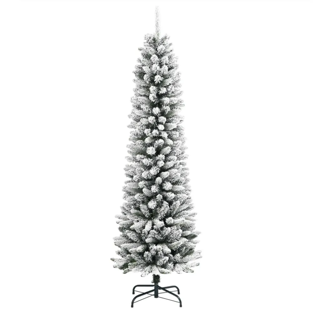 Árvore de Natal artificial fina com neve PVC e PE 150 cm Cor Verde Natural