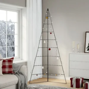 Árvore de Natal para decoração 210 cm metálico preto Design Realista em Tecido