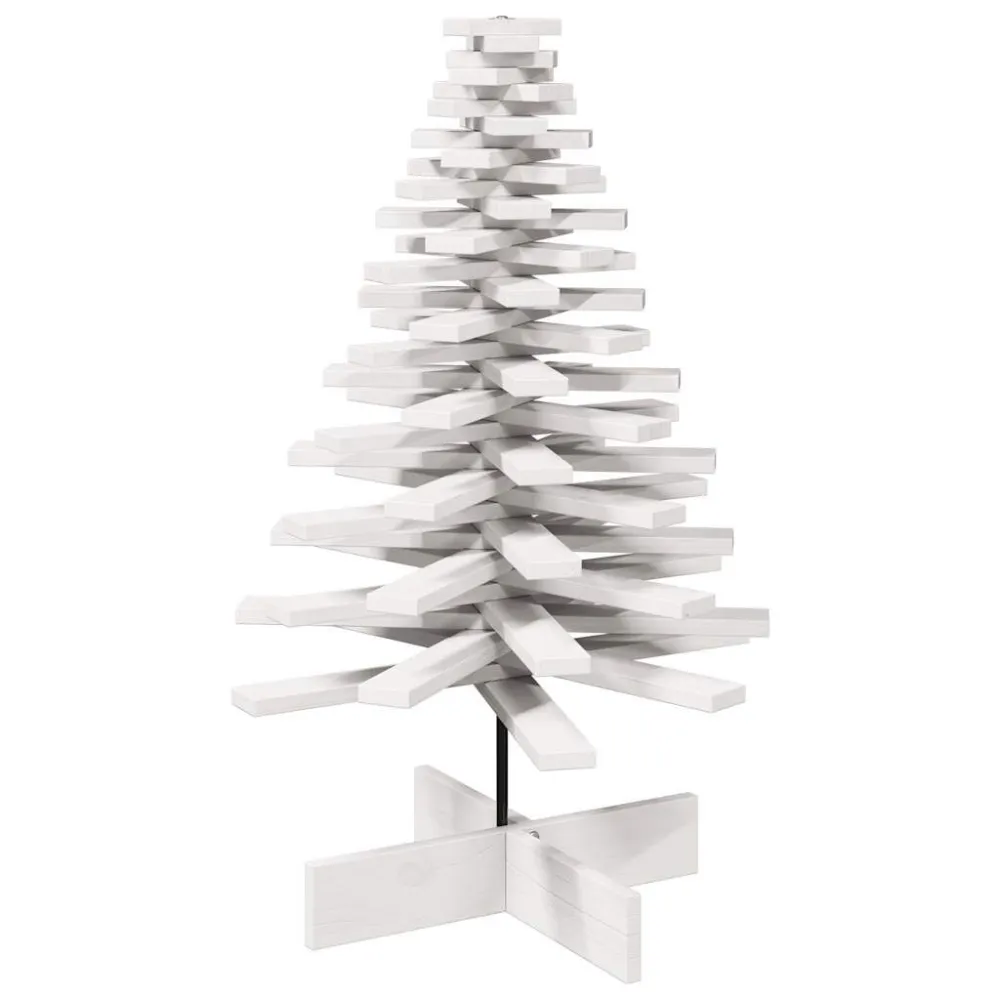 Árvore de Natal decorativa 100cm madeira de pinho maciç branco com Suporte Incluso