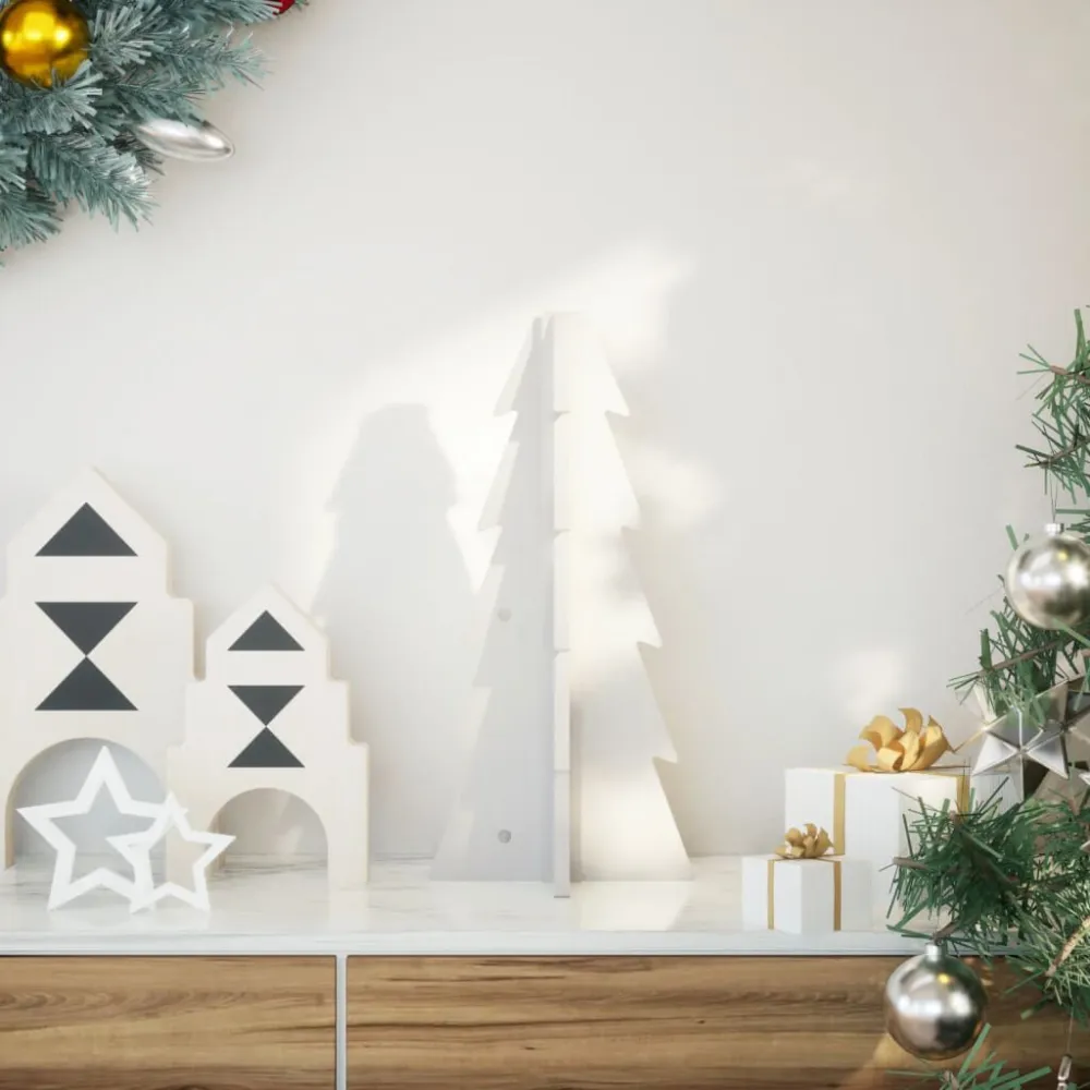 Árvore Premium Árvore de Natal decorativa 49 cm madeira de pinho maciç branco