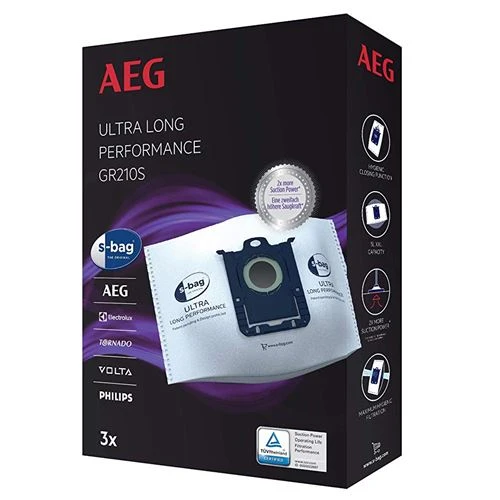 Sacos de Aspirador AEG GR201S Ultra Desempenho S-BAG com 2 Filtros Incluídos