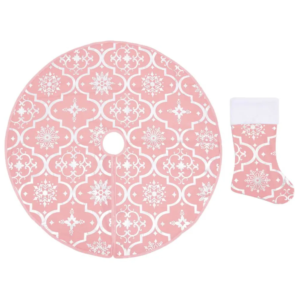 Saia de árvore de Natal luxuosa 122 cm com meia tecido rosa com Forro Protetor