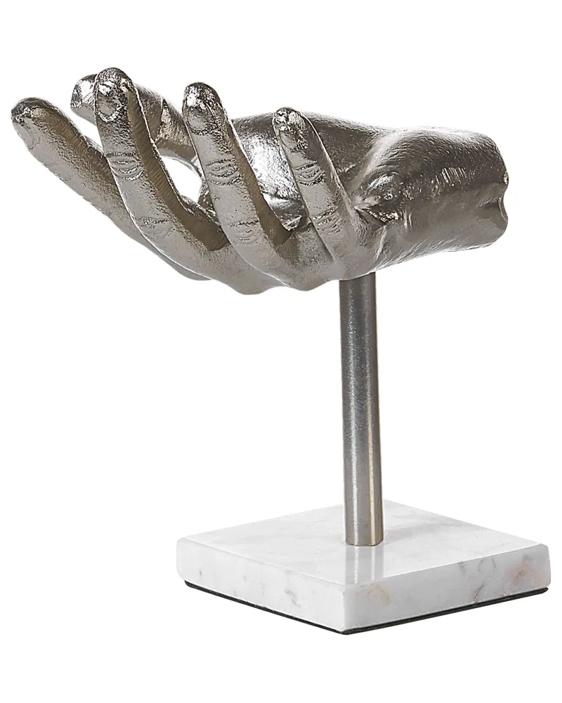 Figura decorativa em forma de mão prateada 19 cm MANUK (Montagem Fácil)