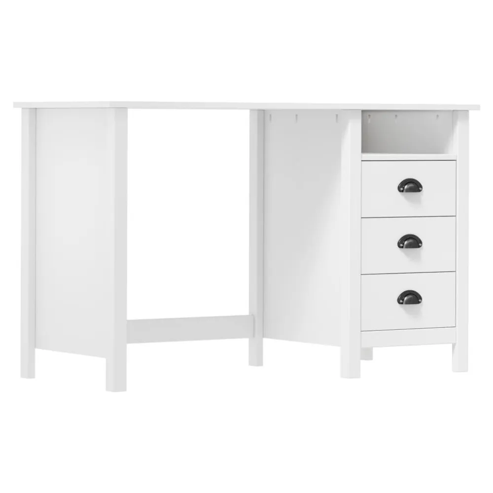 Design Escandinavo Secretária Hill com 3 gavetas 120x50x74 cm pinho maciço