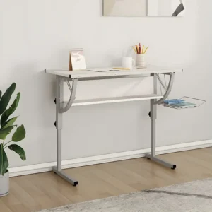 Estante de Arquivo Secretária 110x53x(58-87) cm derivados madeira/ço branco/cinza