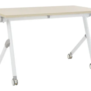 Móvel Compacto Secretária dobrável com rodas castanha clara e branca 120 x 60 cm BENDI