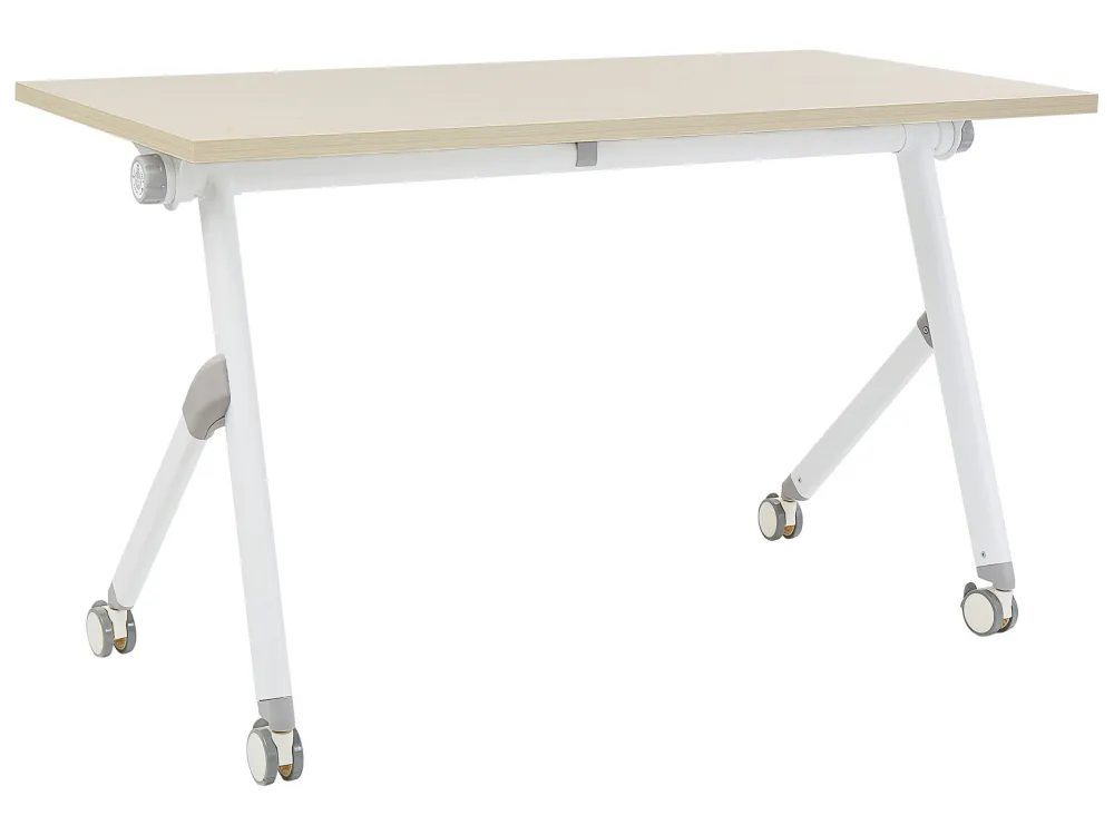 Móvel Compacto Secretária dobrável com rodas castanha clara e branca 120 x 60 cm BENDI