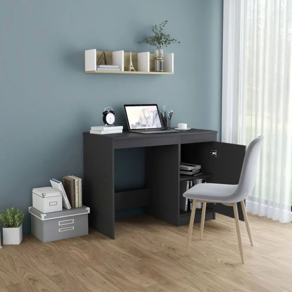 Organizador de Cabos Secretária 100x50x76 cm derivados de madeira cinzento