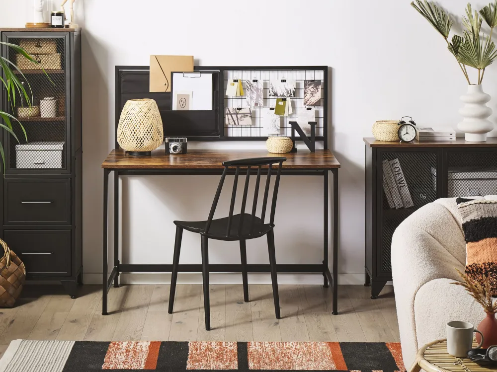 Prateleira de Parede Secretária com painel de notas Preto VINCE