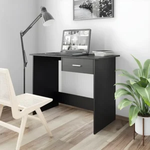 Secretária 100x50x76 cm contraplacado preto com Organizador de Fios
