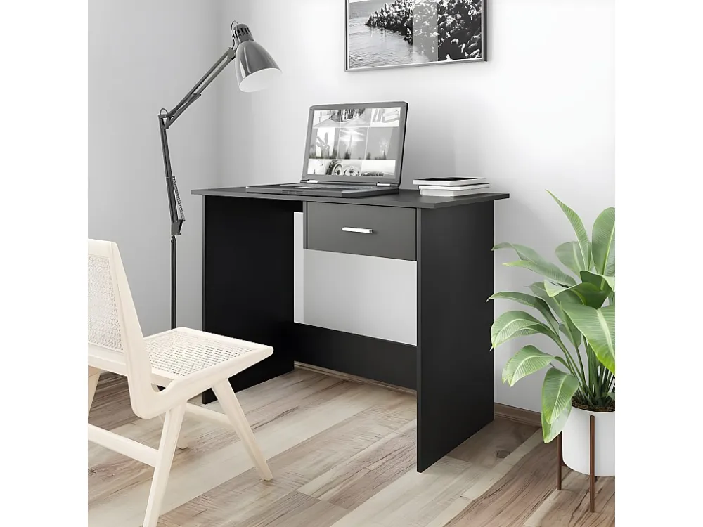 Secretária 100x50x76 cm contraplacado preto com Organizador de Fios
