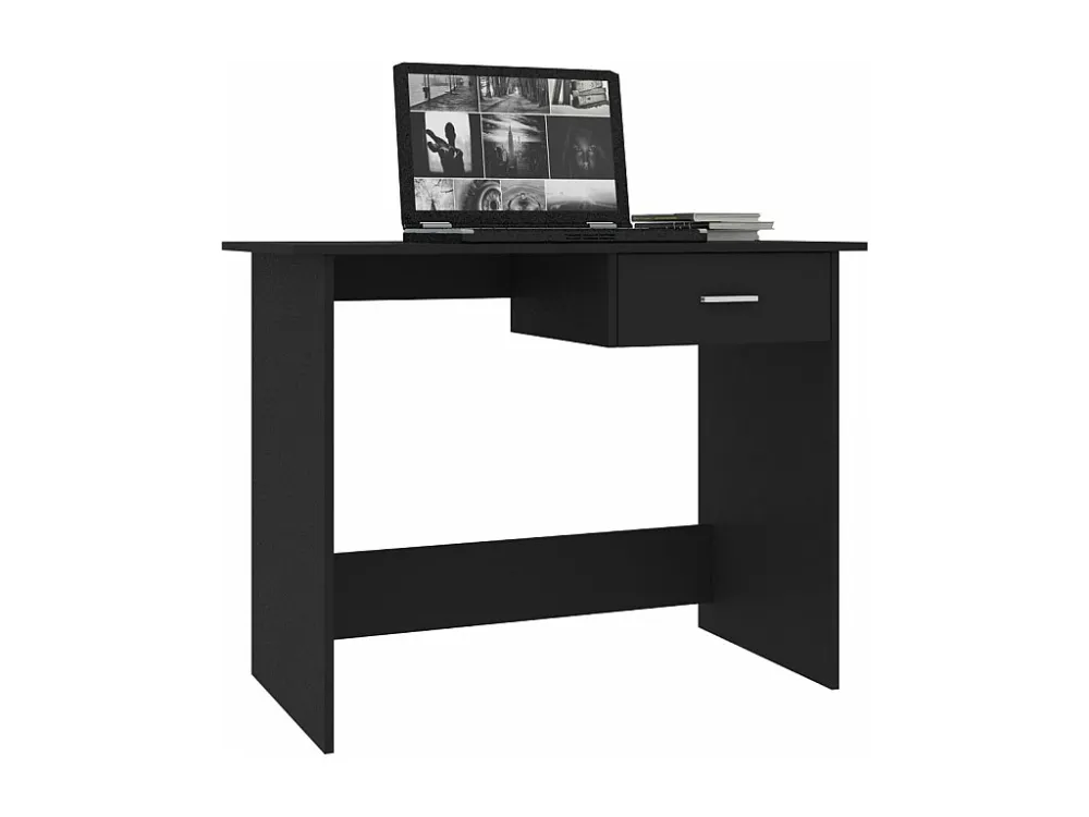 Secretária 100x50x76 cm contraplacado preto com Organizador de Fios