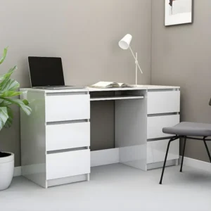 Secretária 140x50x77 cm contraplacado branco resplandecente