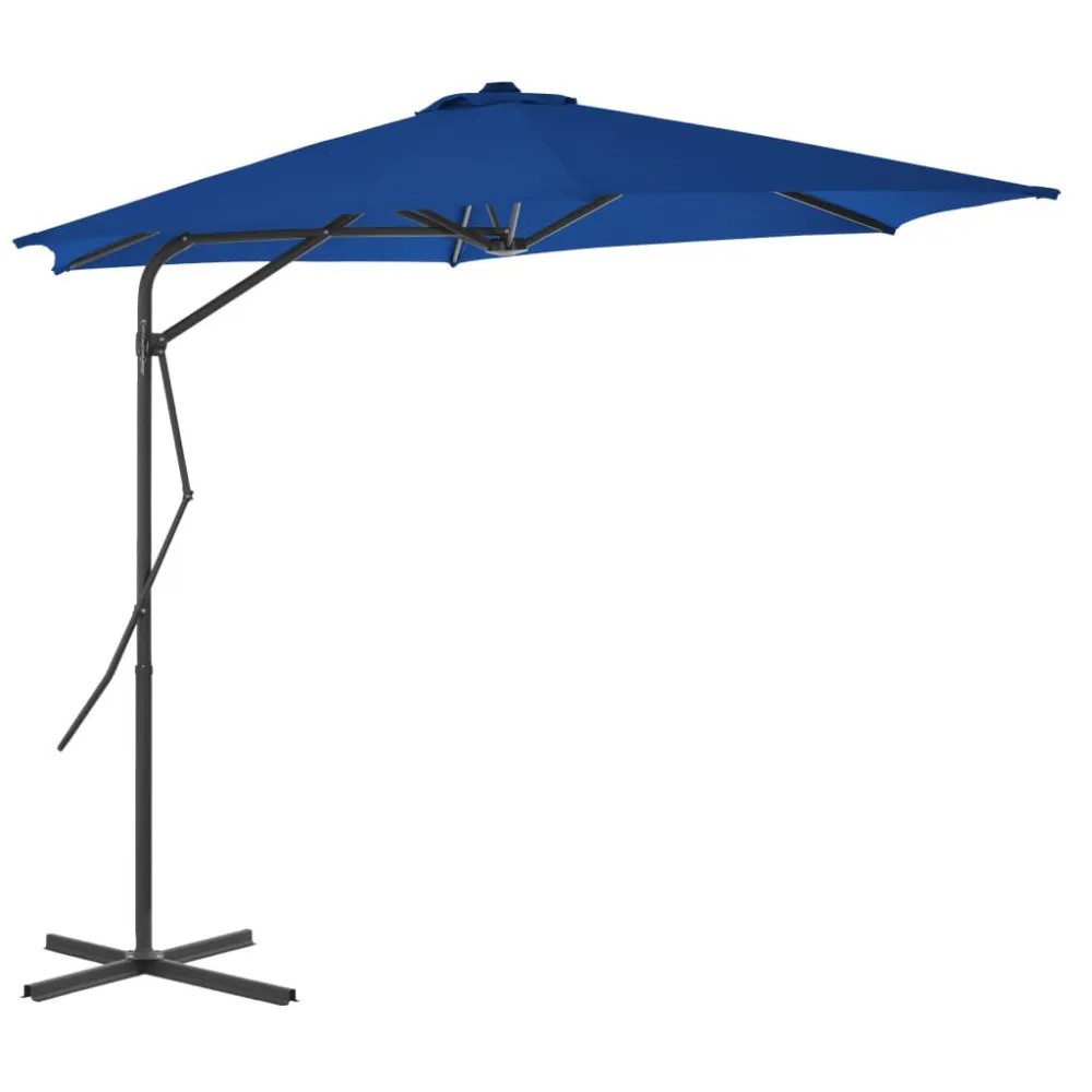 Guarda-sol de jardim com poste de ço 300x230 cm azul