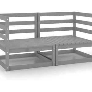 Sofás de canto para jardim 2 peças pinho maciç cinzento Clicnbuy