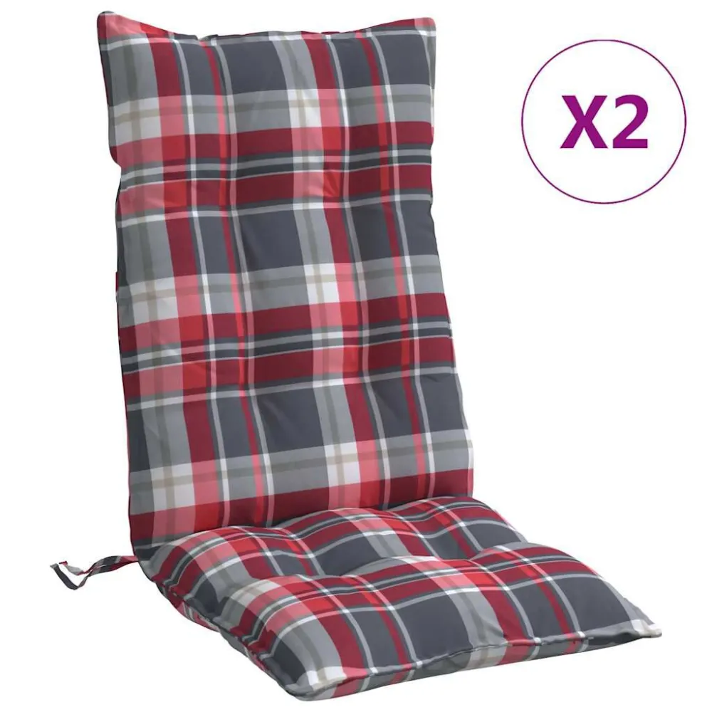 Almofadões cadeira encosto grande 2 pcs oxford xadrez vermelho Dobrável e Portátil