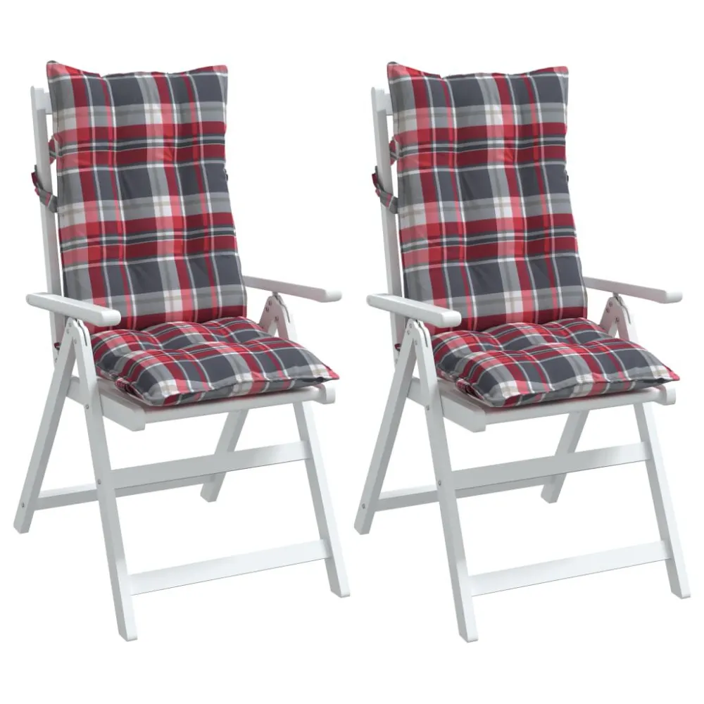 Almofadões cadeira encosto grande 2 pcs oxford xadrez vermelho Dobrável e Portátil