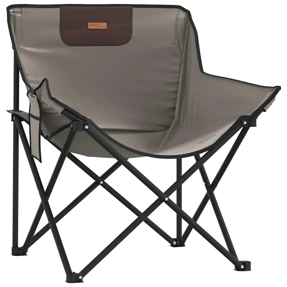 Banco de Jardim Cadeiras de campismo com bolso dobráveis 2 pcs cinzento