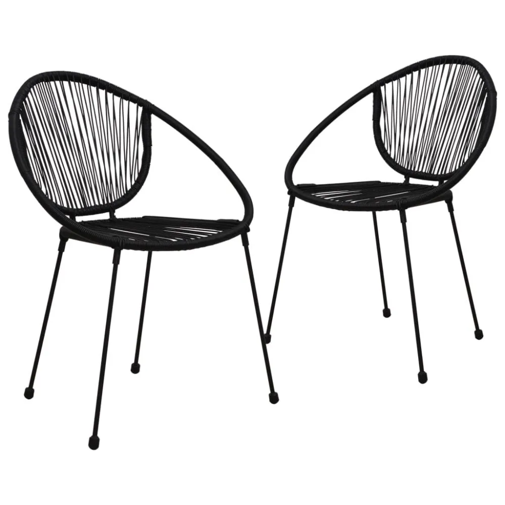 Banco de Jardim Cadeiras de jardim 2 pcs vime de PVC preto