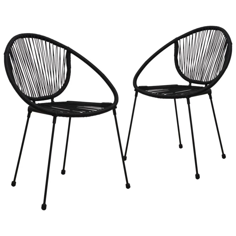 Banco de Jardim Cadeiras de jardim 2 pcs vime de PVC preto