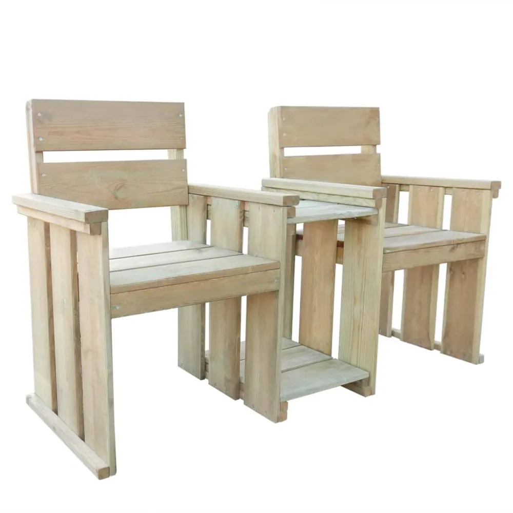 Banco de jardim com 2 lugares 150 cm pinho impregnado | Resistente à Chuva | Confortável